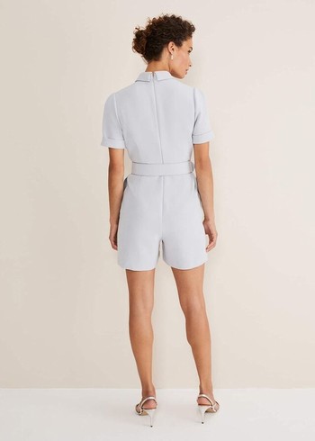 Phase Eight Etta Embelished Collar Playsuit Jumpsuit Blue Australia | LI1869340